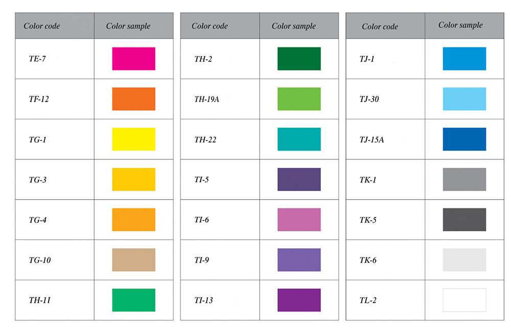 PET wrap tube color code