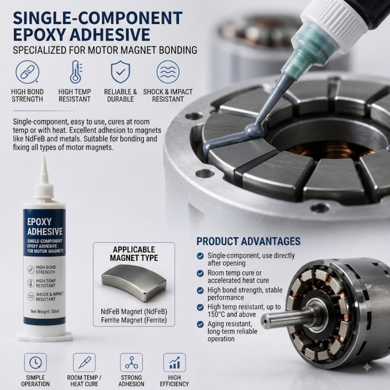 Single-component epoxy adhesive for electric motors